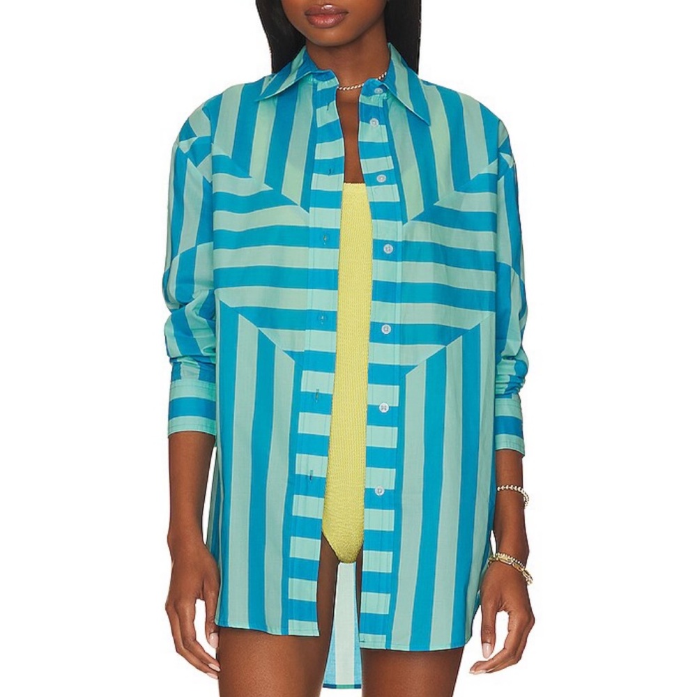 Solid & Striped The Arlette Striped Cover Up Shirt XL